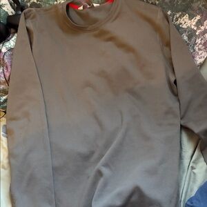 MEC Gray Crewneck Sweater 93% recycled polyester and 7% spandex.